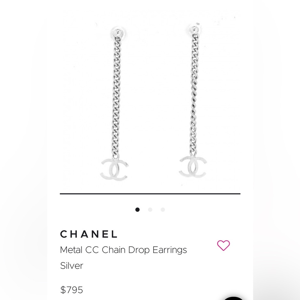 CHANEL Silver Chain Logo Earrings - Picture 10 of 10